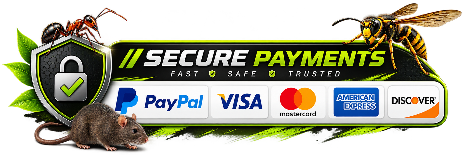 Secure payments including PayPal and credit or debit cards