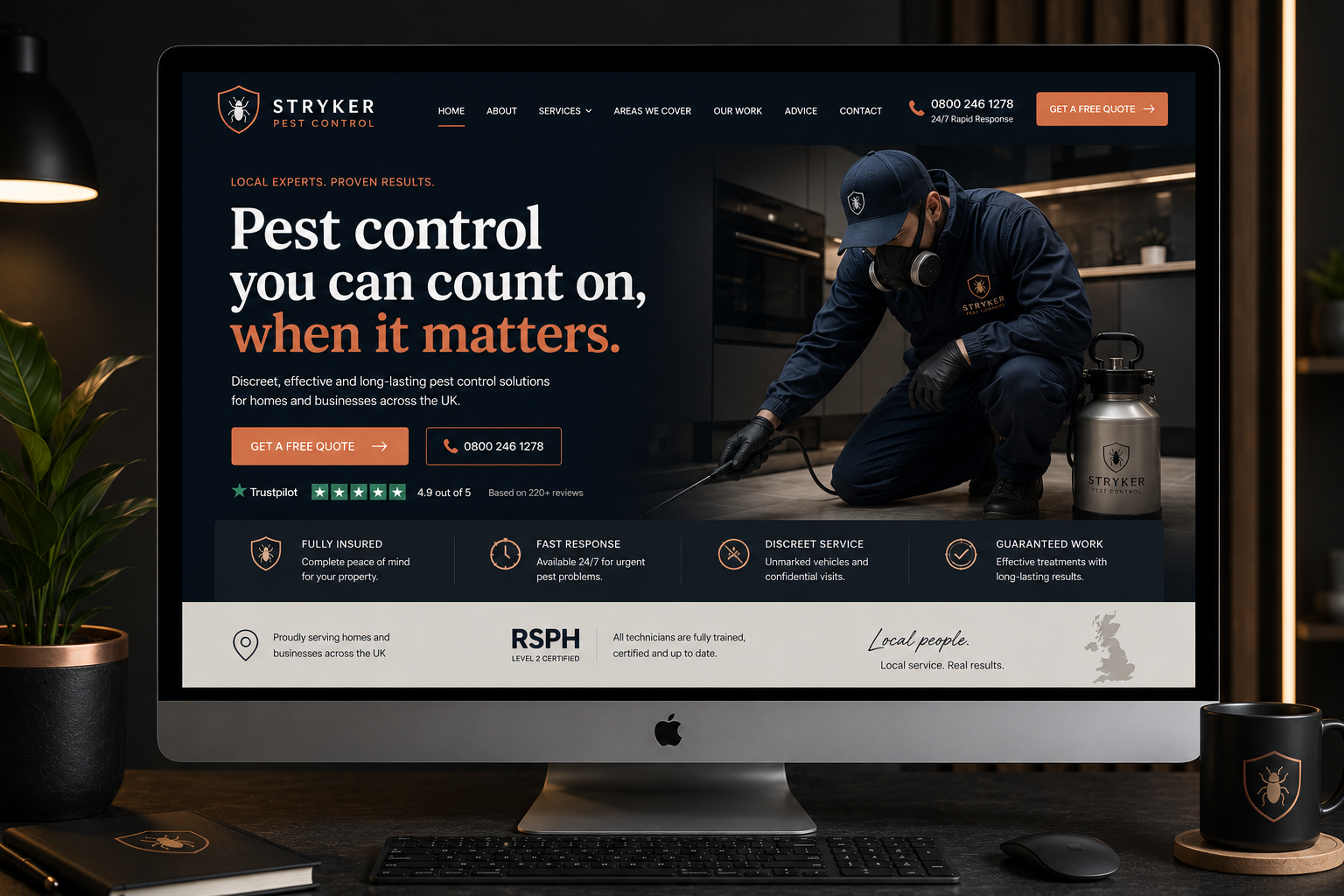 Premium pest control website design