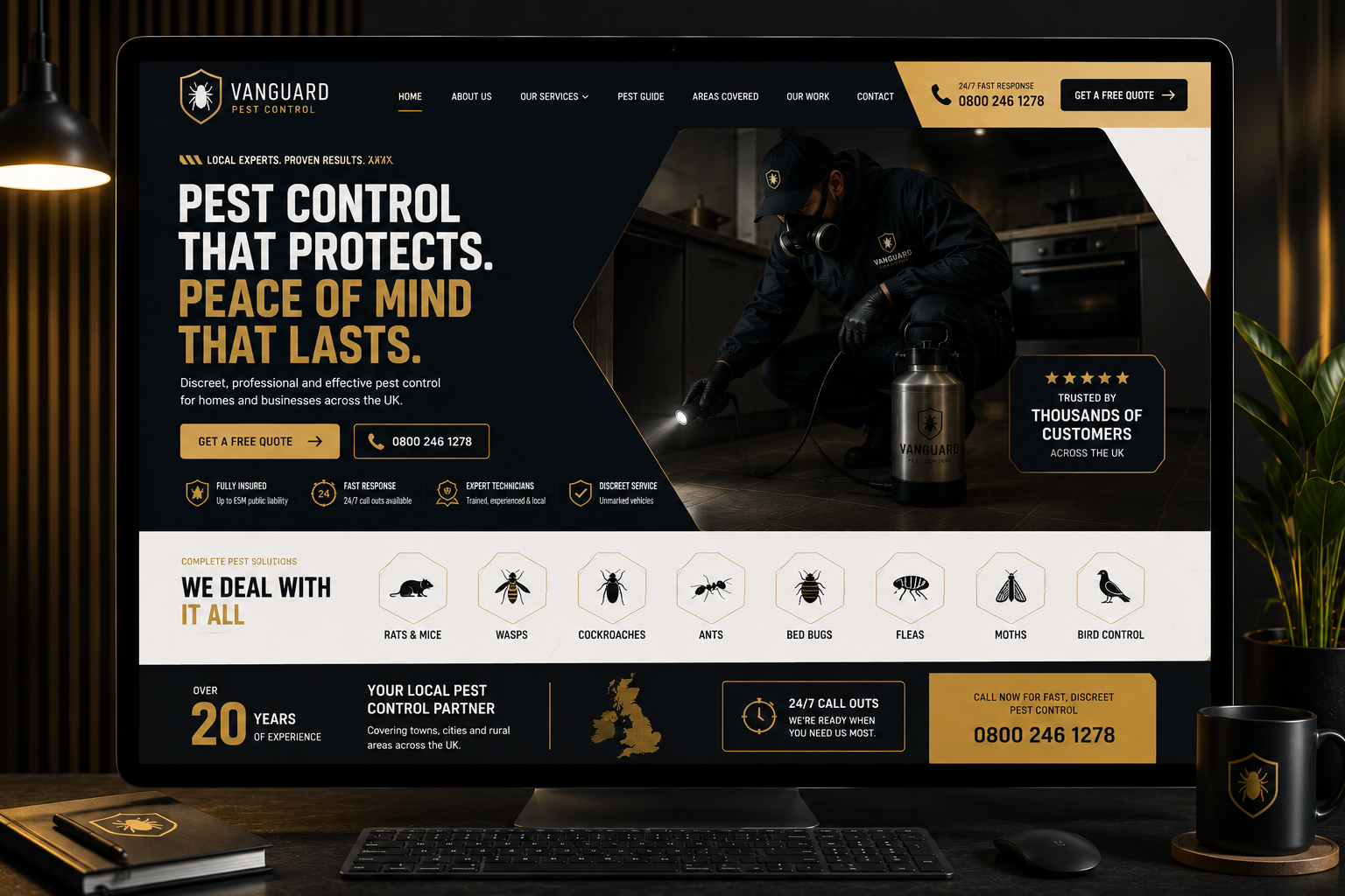 Custom pest control website example