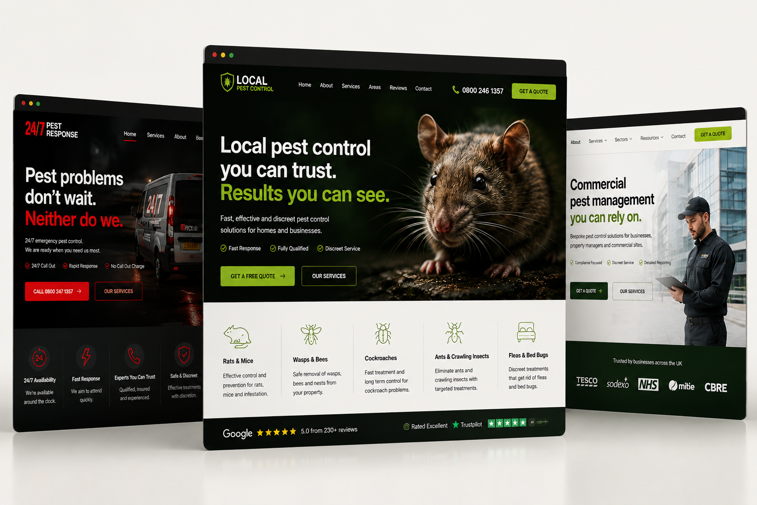 Examples of pest control website designs